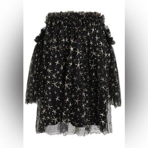 Chichwish Black Gold Stars Shining Out Mesh Tulle Off-shoulder Tunic / Dress